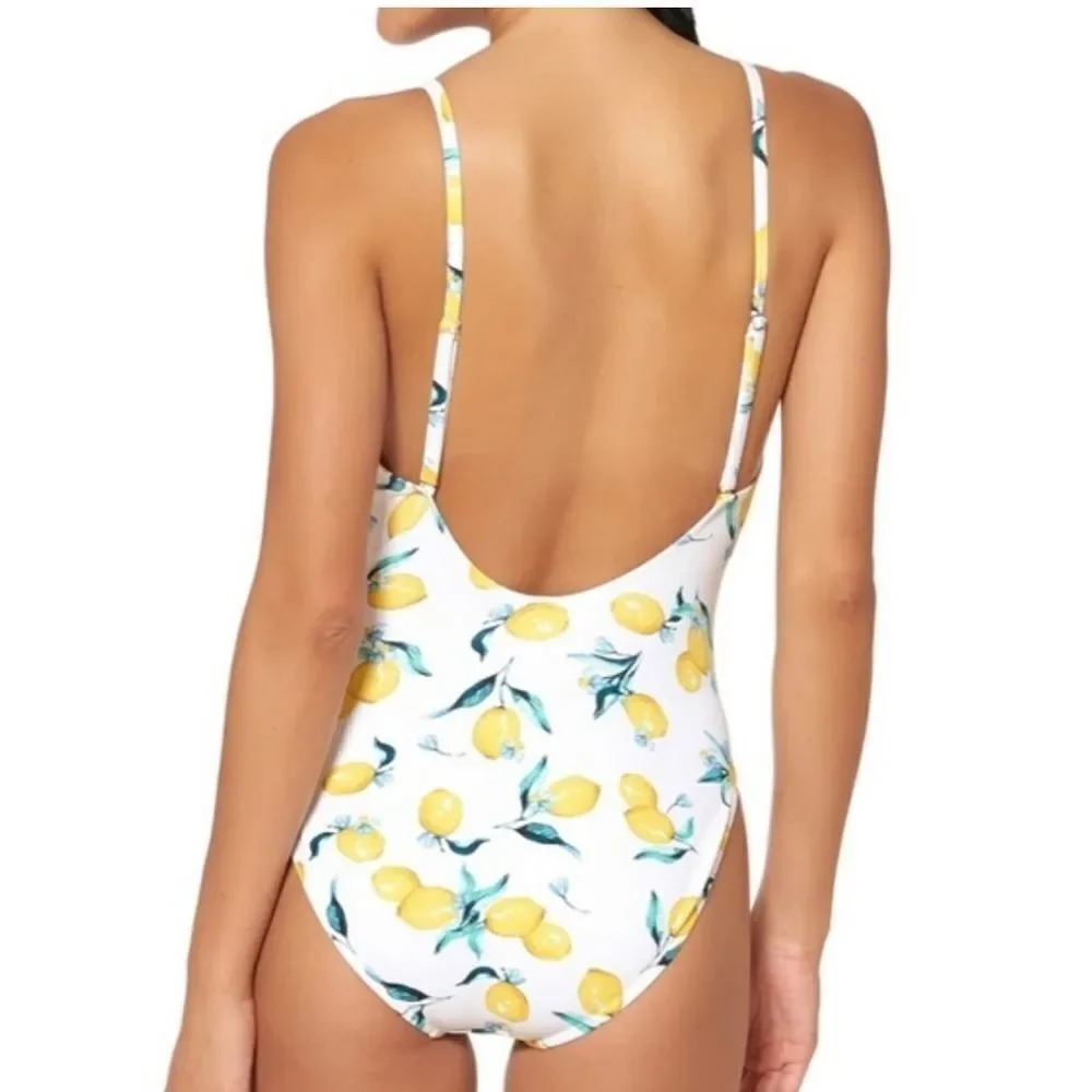 Jessica Simpson Women's Nice Lemons Printed Tie-Waist One-Piece Swimsuit…